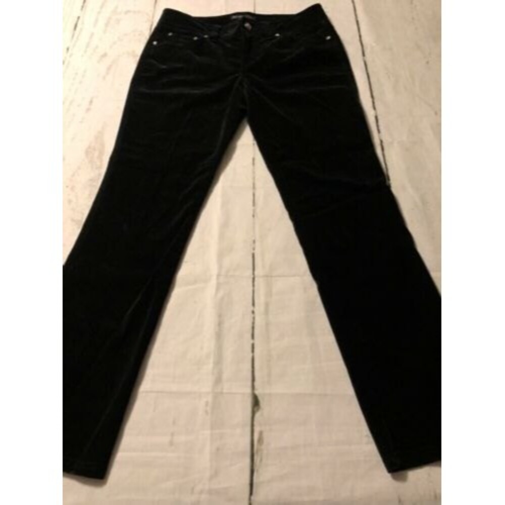 INC International Concepts Women's Black Stretch Jeweled Velour Pants Size 6P